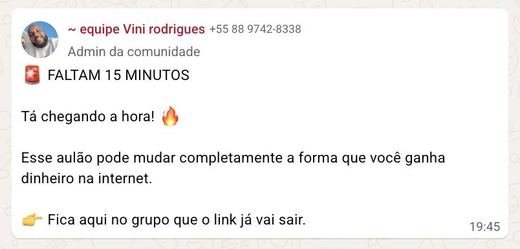 Grupo · 19h45 · faltam 15 minutos