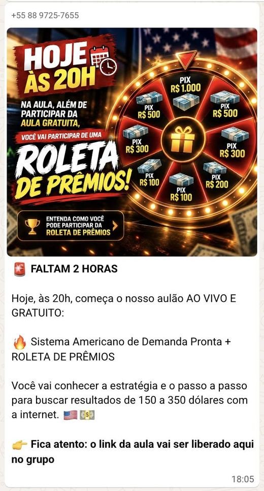 Grupo · 18h05 · roleta