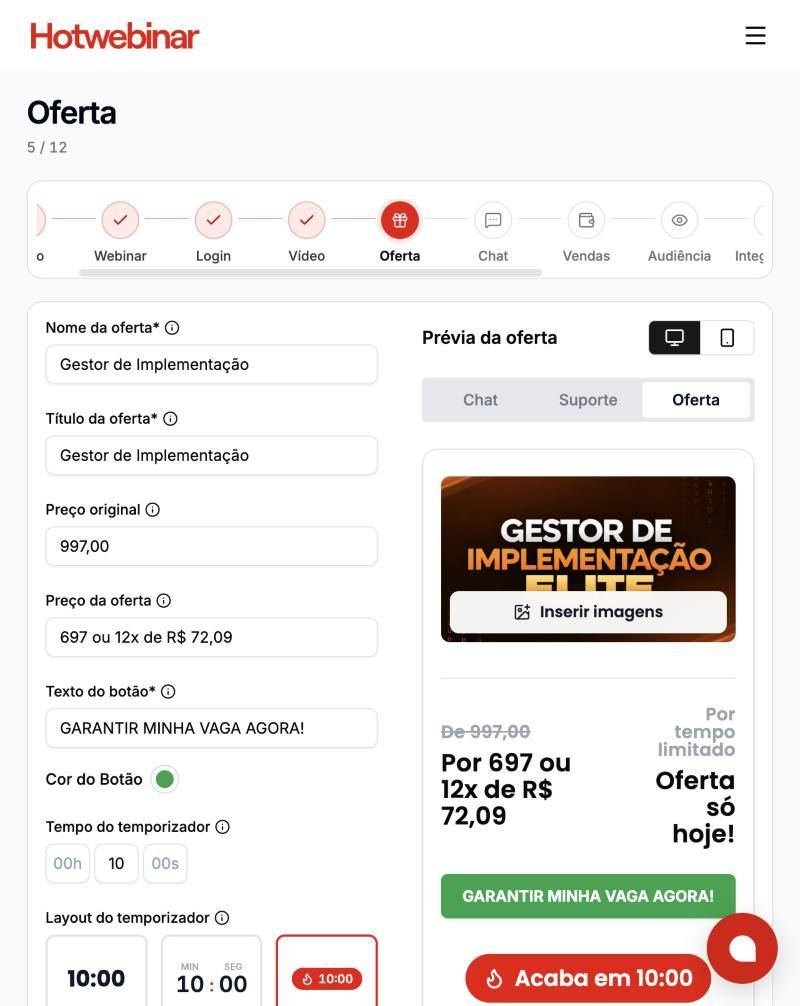 Etapa 5 · Oferta e prévia