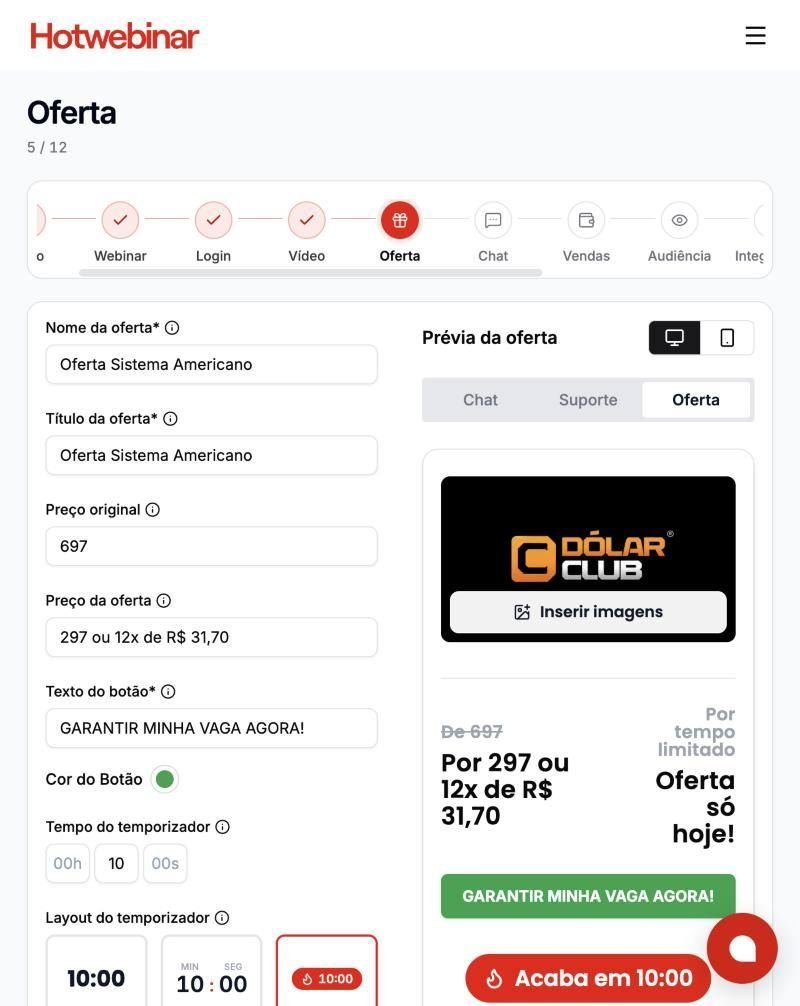 Oferta da aula do front
