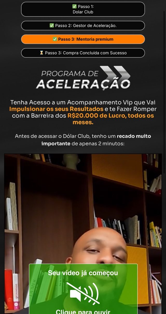 Página real do upsell 2, programa de aceleração